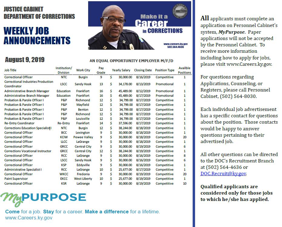 KYCorrections's tweet photo. #KYDOC Special Job announcements - Apply today! Visit https://t.co/FpLPntJDsl or email DOC.Recruit@ky.gov for more information. #KYDOCCAREERS #BraveTheChallenge
*Please Share* https://t.co/Lnjy8wx0O6