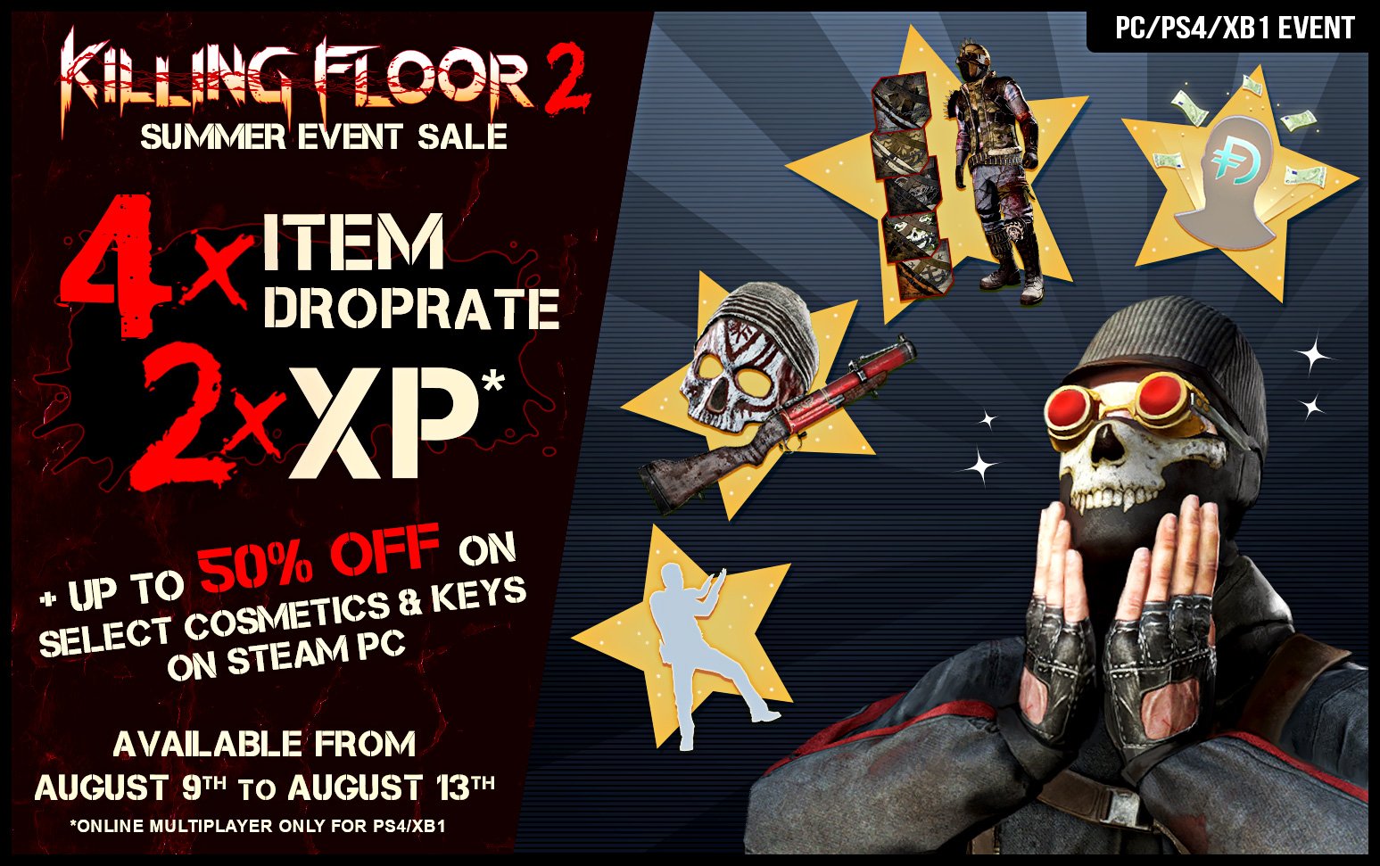Killing Floor We Have A New 4x Item Drop Rate Amp 2xp Event For Killing Floor 2 Now Live On All Platforms Plus Get Up To 50 Off On Select