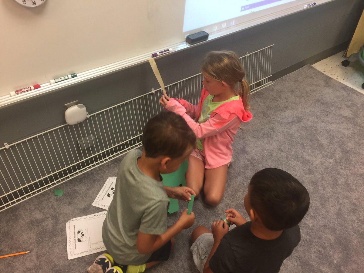 First STEM Challenge of the year! Students had to build the longest paper chain with only 2 pieces of construction paper and 12 inches of tape! Our longest chain was 188 inches long!