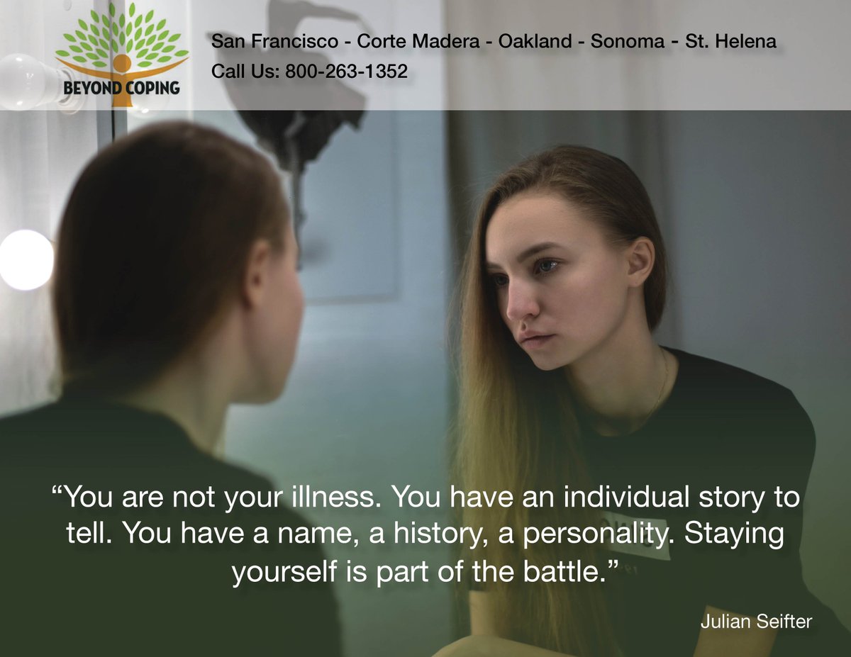 BeyondCoping's tweet photo. You are not your #illness... staying yourself is part of the battle.
#BeyondCoping #Psychotherapy #Diagnosis #Anxiety #Depression #EatingDisorders #Cancertreatment #lossofsexlife #postpartumdepression #endoflifeissues #Diagnosis #infertility #bodyissues #dementia #Grief #GetHelp https://t.co/jdXSeZ1Jqr