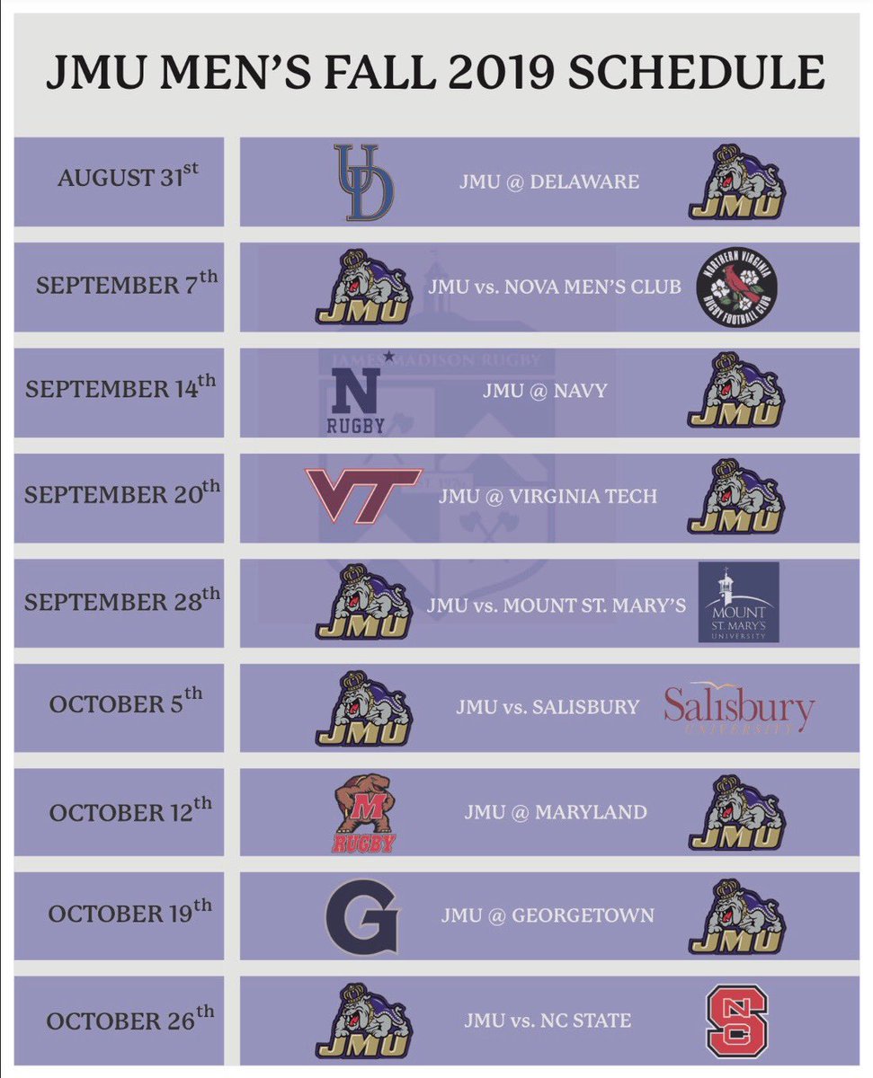 Schedule for this coming Fall Season!