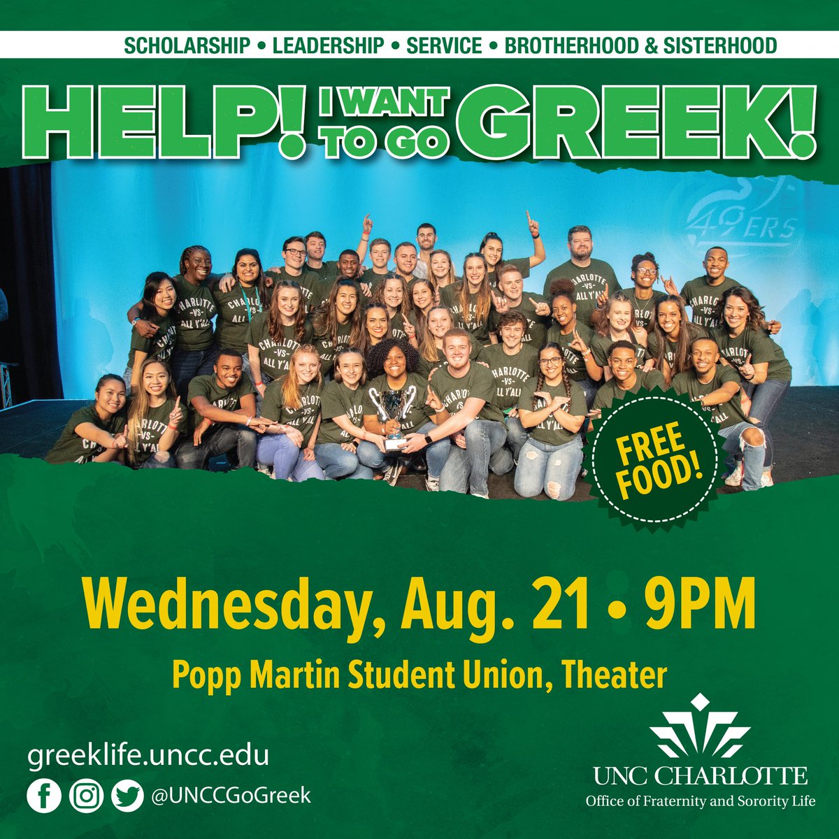 CLTGoGreek's tweet photo. Wanna #GoGreek?? Need more info?We got you covered!!! Class of #2023 this is for you!! Come learn from the experts!  @UNCCIFC @UNCCPanhellenic @UNCCNPHC @UNCCDGC @unccigc #WeMakeLeaders https://t.co/CWPaflBrnG