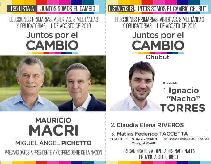 RiverosCer's tweet photo. Este 11 de Agosto Votá #Lista503B
#JuntosSomosElCambioCHUBUT
Juntos por el Cambio
#TORRES #RIVEROS #TACCETTA 
#DiputadosNacionales
@NachoTorresCH @TaccettaMatias https://t.co/ae4wiuZISs