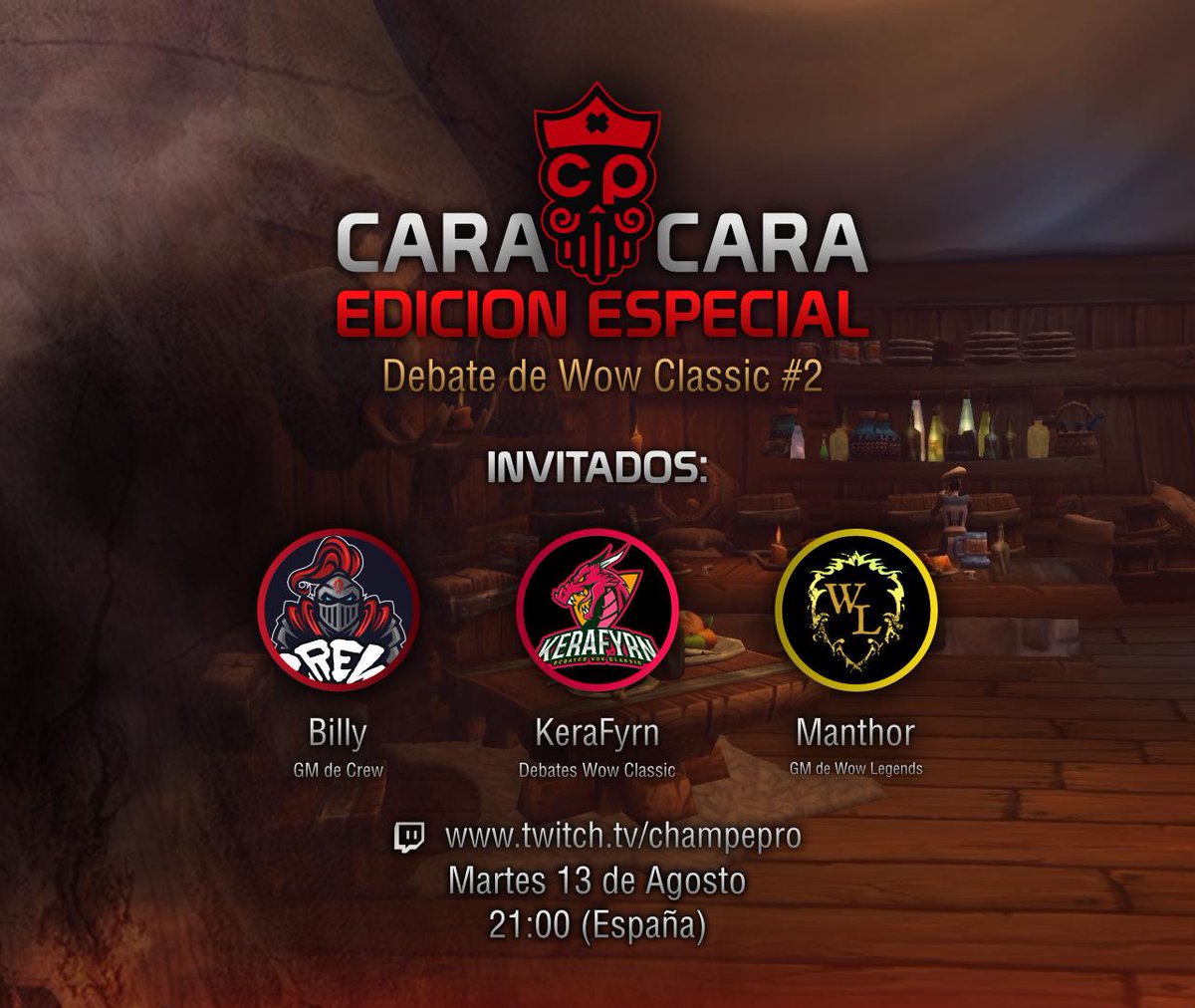 champepro's tweet photo. 🔥Llega #WowClassic 🔥

Este martes día 13🗓️ a las 21 horas ⌚️ (España) tendremos una charla muy interesante con @BillyCREW2k19 @DebatesWow @WowLegendspain 

Hablaremos sobre el futuro de #classic y los planes de la coalición española 

https://t.co/Lm9ZnCoyEh

#WorldofWarcraft https://t.co/dKQxMMMbQR