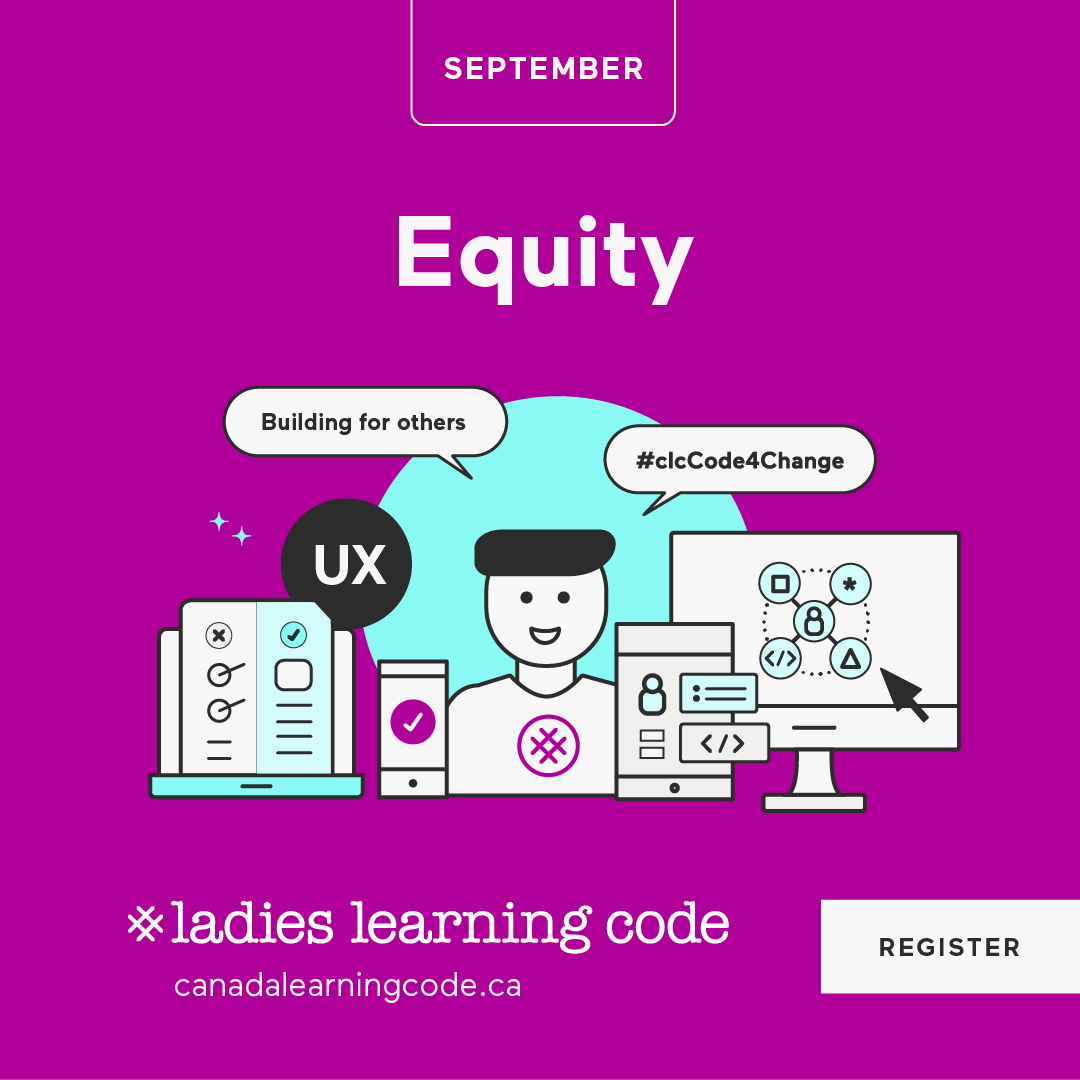 learningcode's tweet image. National #LadiesLearningCode Day is just around the corner on Sept 21 and this year we’re looking to build a more inclusive user experience (UX) for everyone. Be part of the movement! Register to attend or mentor ladieslearningcodeday.com #llcCodeDay