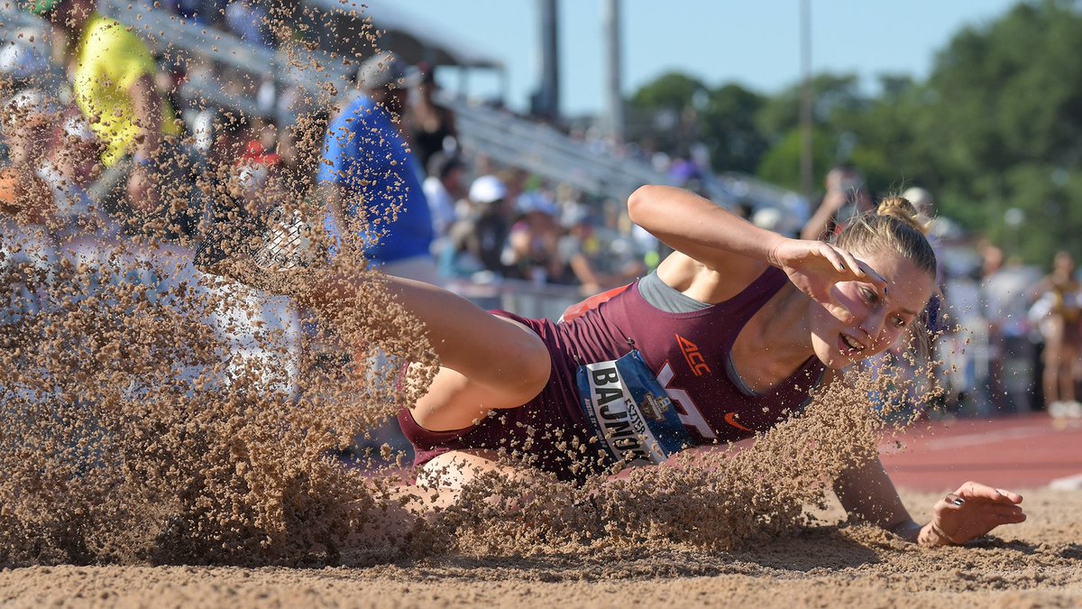 HokiesTFXC's tweet photo. #FridayFacts
Did you know that Eszter Bajnok made history with her performance at the NCAA East Prelims this year 🤔
She became the first Tech jumper to ever qualify for NCAAs in two events (long + triple jump) 😱
#Hokies 🦃 | #M21 https://t.co/2Qvcp4xWFq