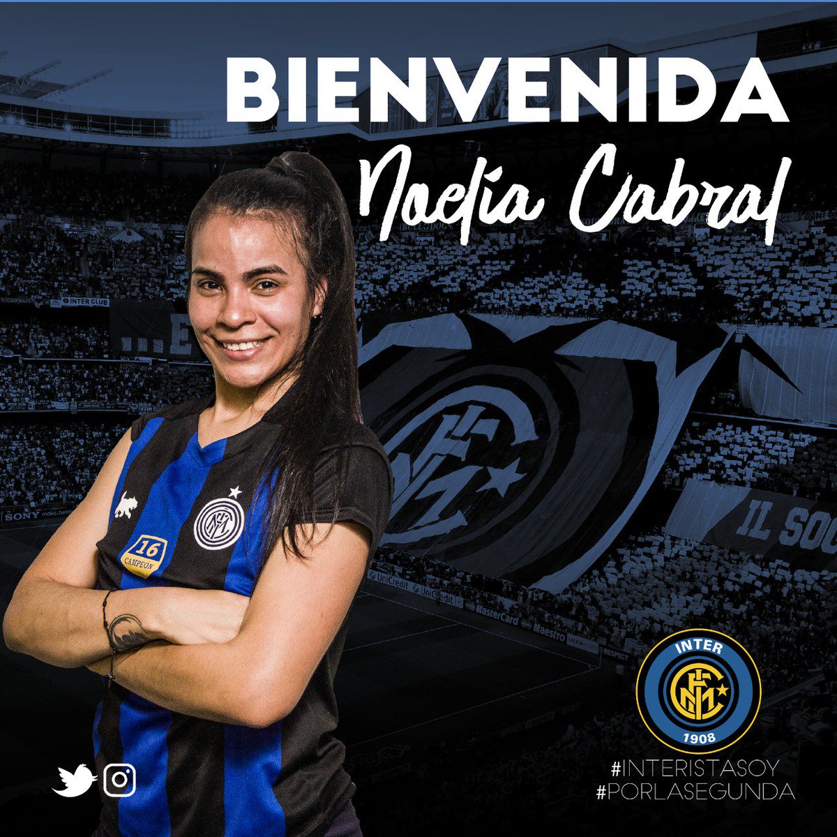 InterFemUNA's tweet photo. Llegó para quedarse 😁
Se caracteriza por su excelente desempeño y temperamento en la cancha, conocida deportista de Filo, dijo "Mia ir a venir" y eligió el Inter 😎
Bienvenida a la familia interista Noelia Cabral 🖤💙⚽🏆 #PorLaSegunda #InteristaSoy
Ph: @analialopezpy https://t.co/H5nd5ofNlo