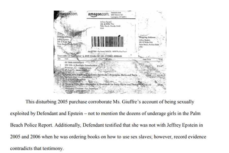 What the ever loving shit? Amazon purchases by Epstein included, Slavecraft: A roadmap for erotic servitude and a workbook for erotic slaves and their owners. Totally normal....