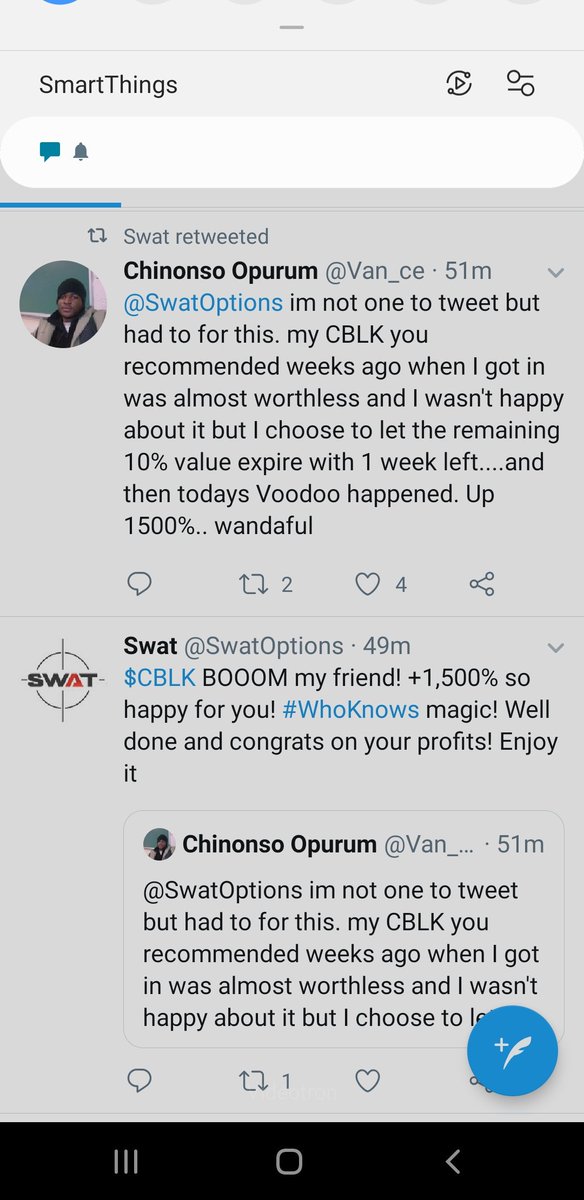 traderNY12's tweet photo. @SwatOptions takes off Friday but his mind is on marketing- 1500% paper profits twit $cblk $spy $spx #scammar ,unreal scam..even hid excel profits are not 1500% https://t.co/JSd2N5pQHv