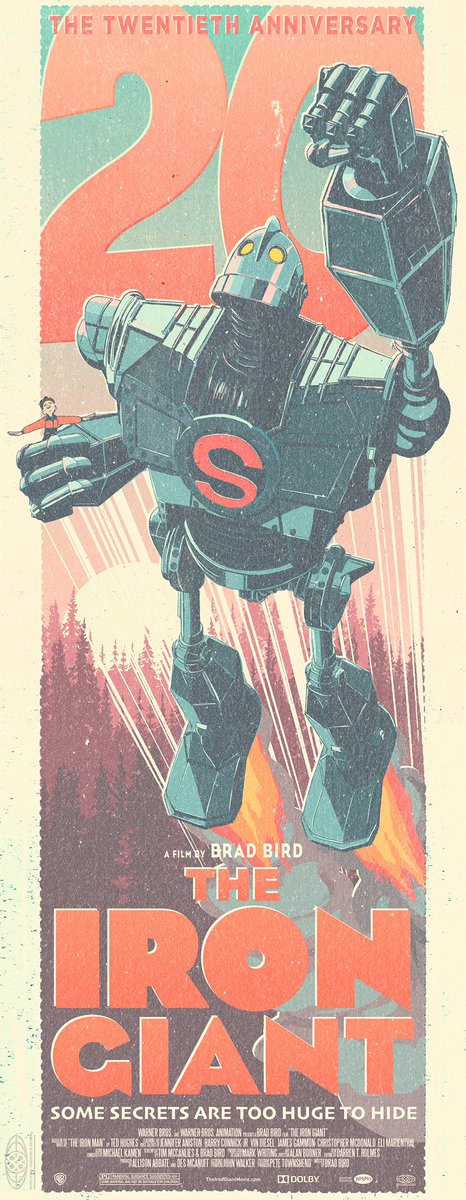 My tribute art for one of my all-time favourite animated movies - The Iron Giant directed by #BradBird for @warnerbrosentertainment as part of @theposterposse series celebrating 20years since the films release. 
.
.
@warnerbrosuk @wbpictures #theirongiant #irongiant #animation