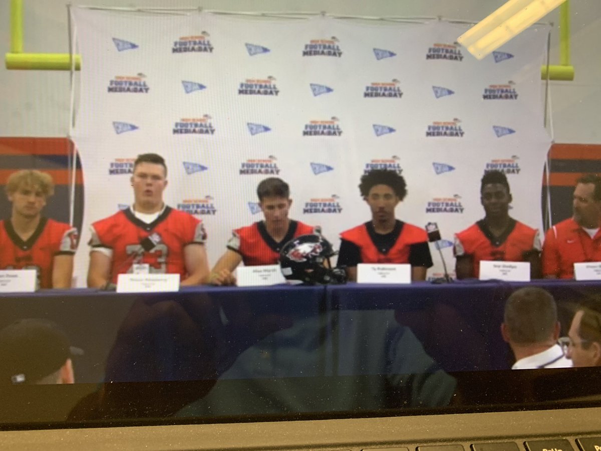 Eaglecrest <a href="/EHSRaptorFB/">Eaglecrest High School Raptor Football</a> up on the podium <a href="/CHSAA/">CHSAA</a> Football Media Day.