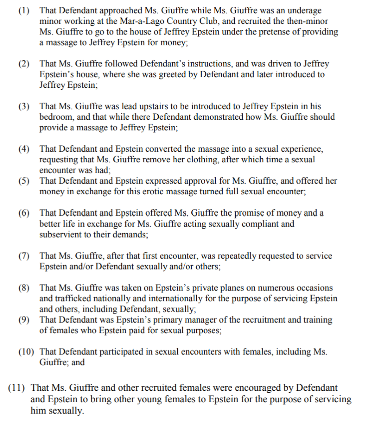 A summary of sorts. Many pages of Maxwell's laughable arguments about defamation/libel and the such.