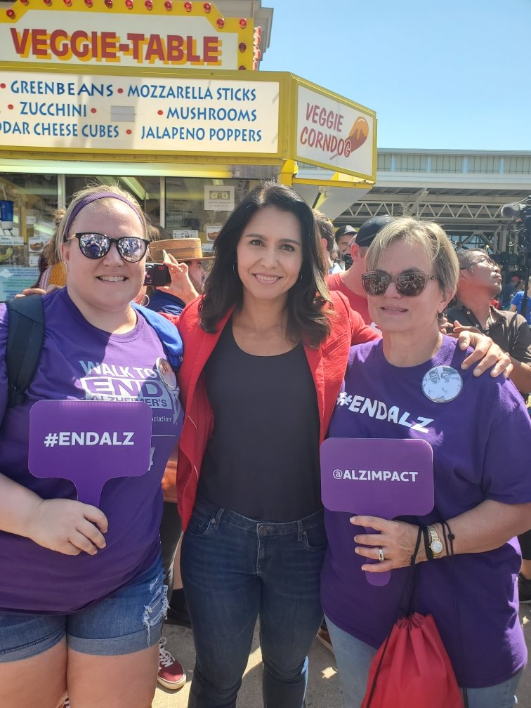 ALZIMPACT's tweet photo. Look who we met up with at #IowaStateFair on the #road2ENDALZ Presidential candidate @TulsiGabbard https://t.co/fq8JwHLvUb