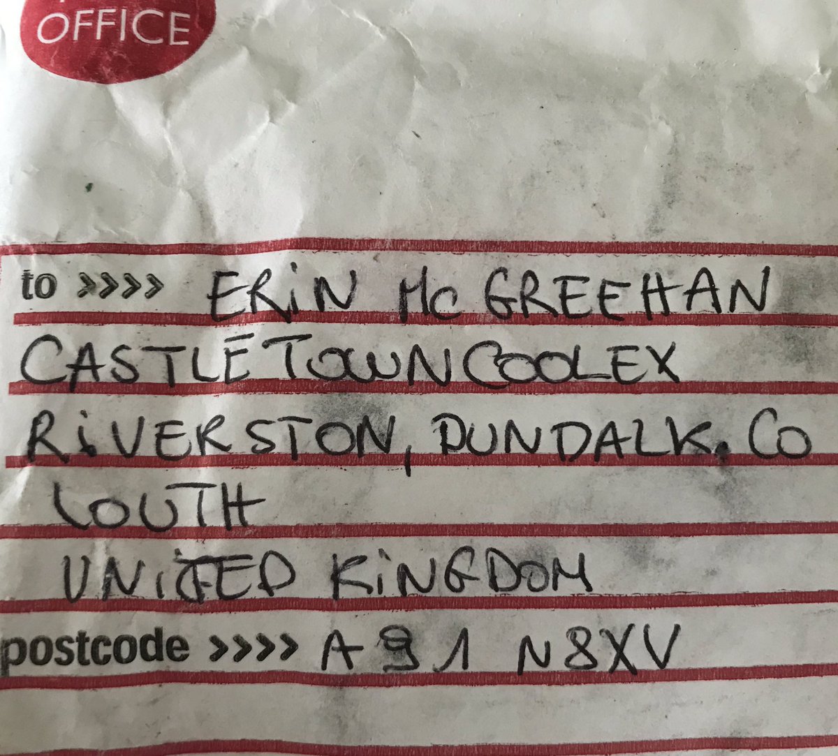 ErinMcGreehan's tweet photo. Got this anonymously in post today with a book. Is this the british solution to the back stop just start taking back the 26counties Bit by bit by telling us we r in the UK - slowly byt surely changing our addresses #brexitsolution https://t.co/aOolQQVHgs