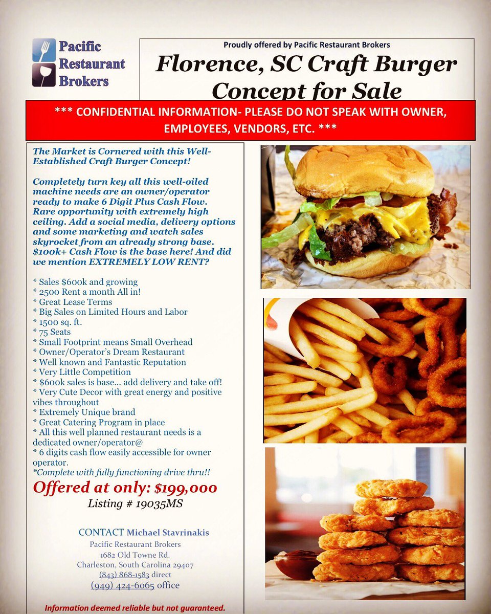 Stav_FBB's tweet photo. **New Listing Alert** Smoking Hot Burger Concept in Florence, SC**
#bizbuysell #rfso #restaurantbrokers #restaurantforsale #chs #charlestonsc @Charparkchs #charlestonrestaurants @SCRLA @chs_hospitality #florencesc #florence @BizBuySell @RFSO https://t.co/jRVsq0pzBj