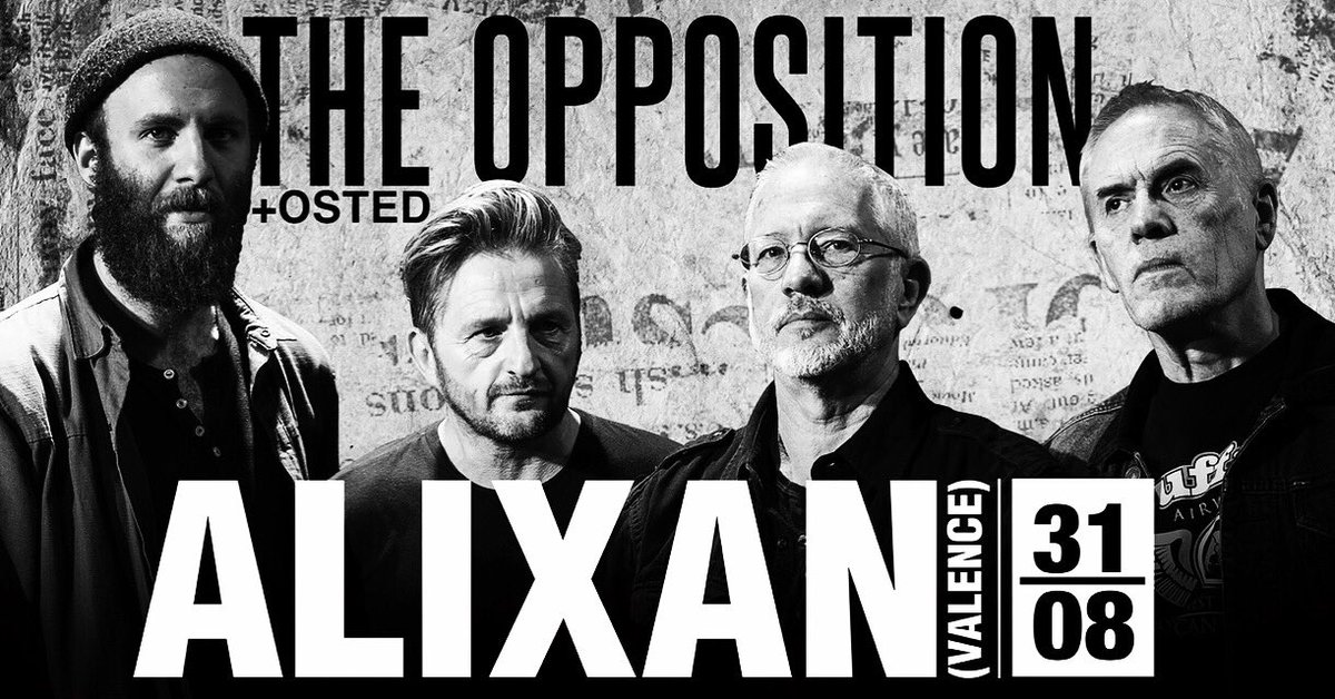 OppositionBand's tweet photo. CHANGE OF VENUE: Alixan near Valence!Summer Tour starts here - Tickets on https://t.co/RZ8KnqJhFK. @markoppos @BasspilotBernie  #Alixan #France #playinglive #gig #concert #coldwave #newwave #postpunk https://t.co/DM7N0KRmza