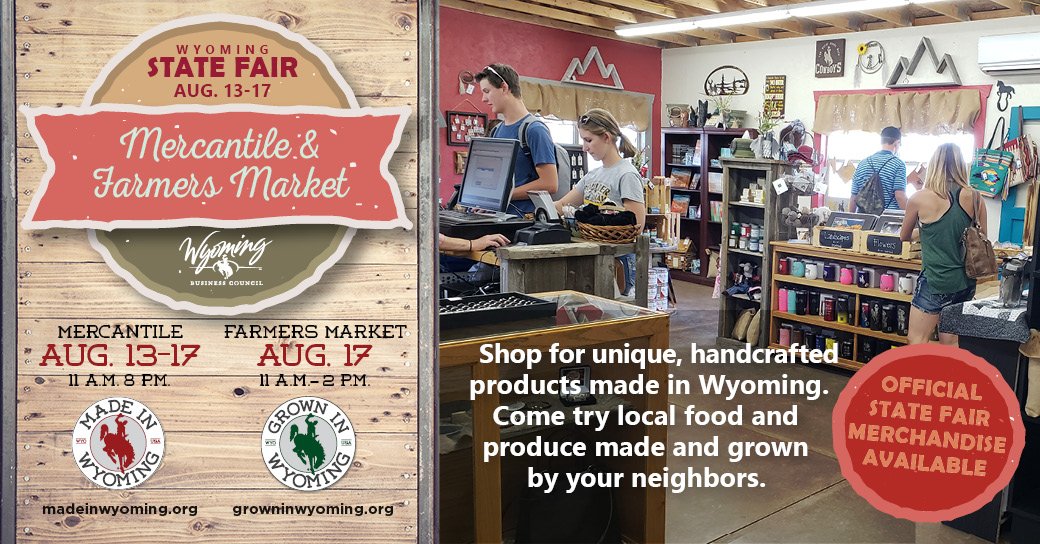 The Wyoming State Fair is next week! A variety of made-in-Wyoming products and official State Fair merchandise are available. Get a head start on your holiday shopping!