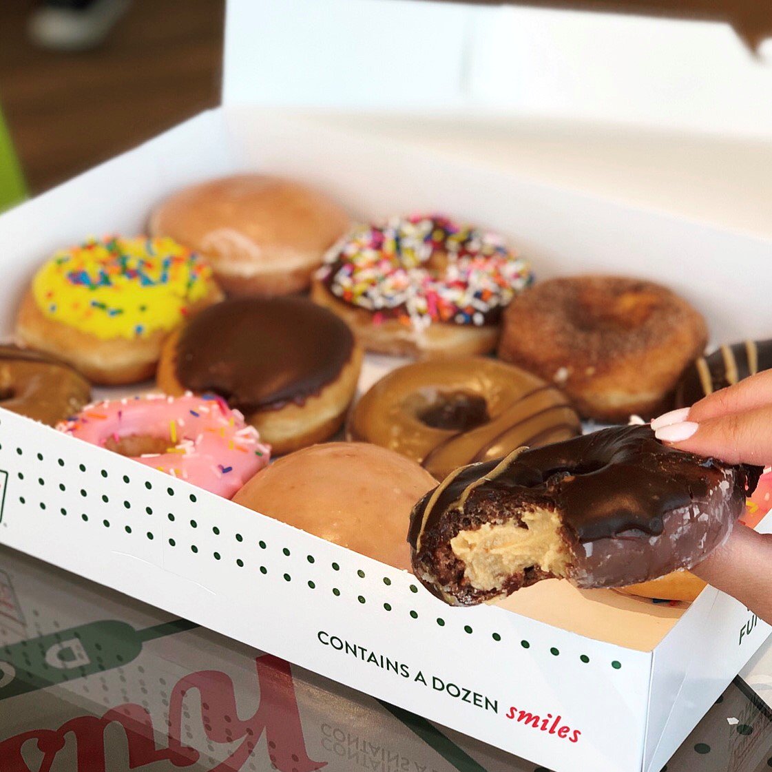 Take a bite out the weekend with some <a href="/Reeses/">REESE'S</a> Lovers #OriginalFilled Doughnuts! 😍🍩🥜  #KrispyKreme #Doughnuts #SaturdayVibes