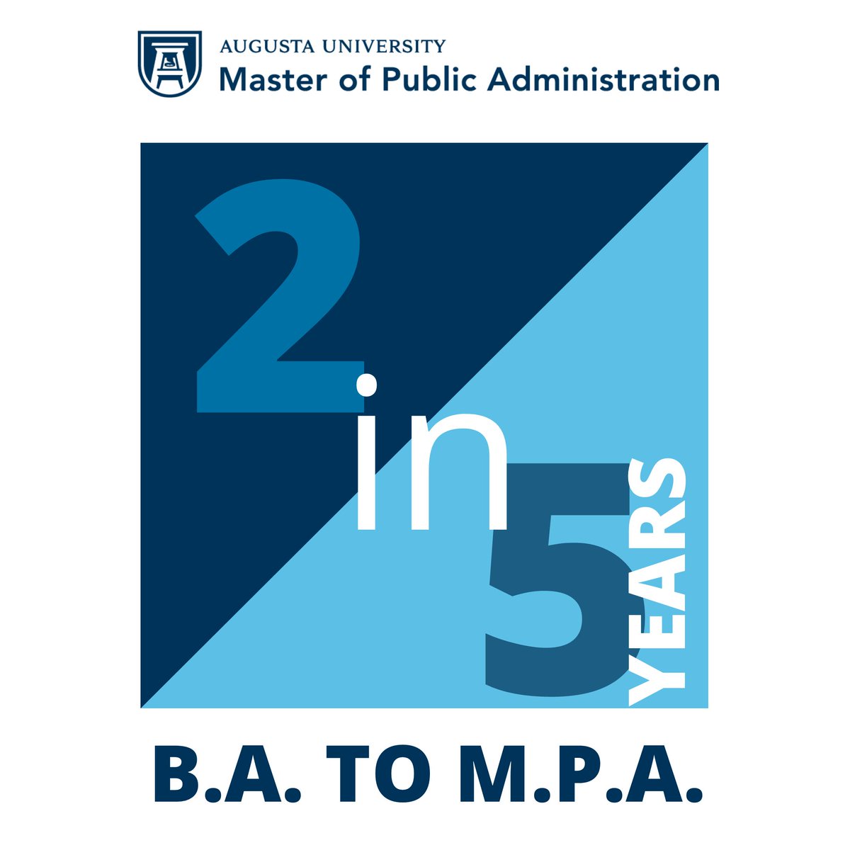 aug_mpa's tweet photo. Want to earn 2 degrees in five years?
To find out more about our #BA2MPA program contact us: mpa_program@augusta.edu
https://t.co/DUGxlIRXEm…
@aug_mpa @AUG_SocSci @AUG_Pamplin #WeArePamplin #StrongerTogether #AdvanceYourCareer #AdvanceWithUS https://t.co/9MmEzdtsZP
