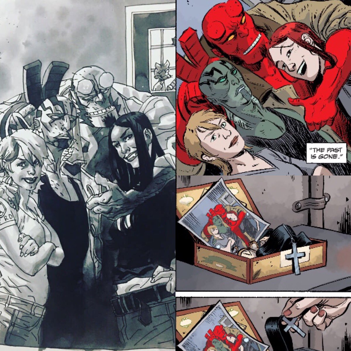 hellboybookclub's tweet photo. Tyler Crook revisits this adorable pic of the B.P.R.D. crew in better times. We discuss “B.P.R.D. Lake Of Fire,” on this week’s podcast! #hellboybookclub #podcast #hellboy #bprd #mikemignola #davestewart #tylercrook #duncanfegredo #lizsherman #abesapien #katecorrigan https://t.co/gNSedqIc7S