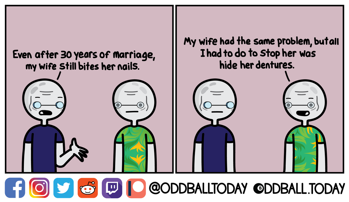 oddballtoday's tweet photo. Comic #404 - Denture Dilemma

https://t.co/DAtXzSk83Y
.
.
.
.
.
.
.
#comic #comics #webcomic #webcomics #cartoon #art #humor #funny #lol #lols #lmao #denture #dentures #old #oldpeople #age #oldage #aging #denture #dentures #teeth #nail #nails https://t.co/Kb38RrYkuR