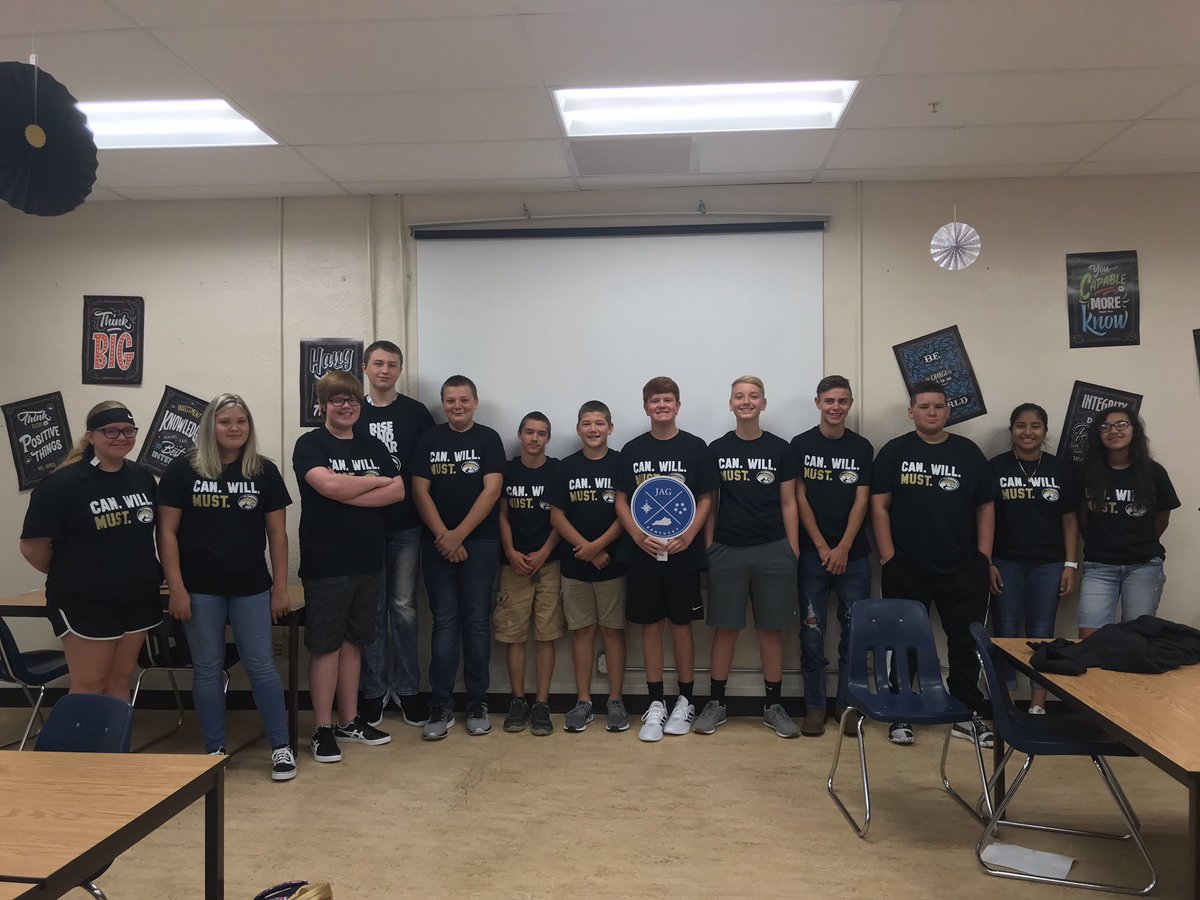 JAGkentucky's tweet photo. Fleming County businesses: @HintonMills , @DairyQueen , AW Graham Lumber, and People’s Bank bought EVERY student at Simons Middle School a Can Will Must t-shirt.  A big shout out to those businesses! Thank you!
#SimonsMS #canwillmust #thejagadvantage https://t.co/p4nfI2d70j