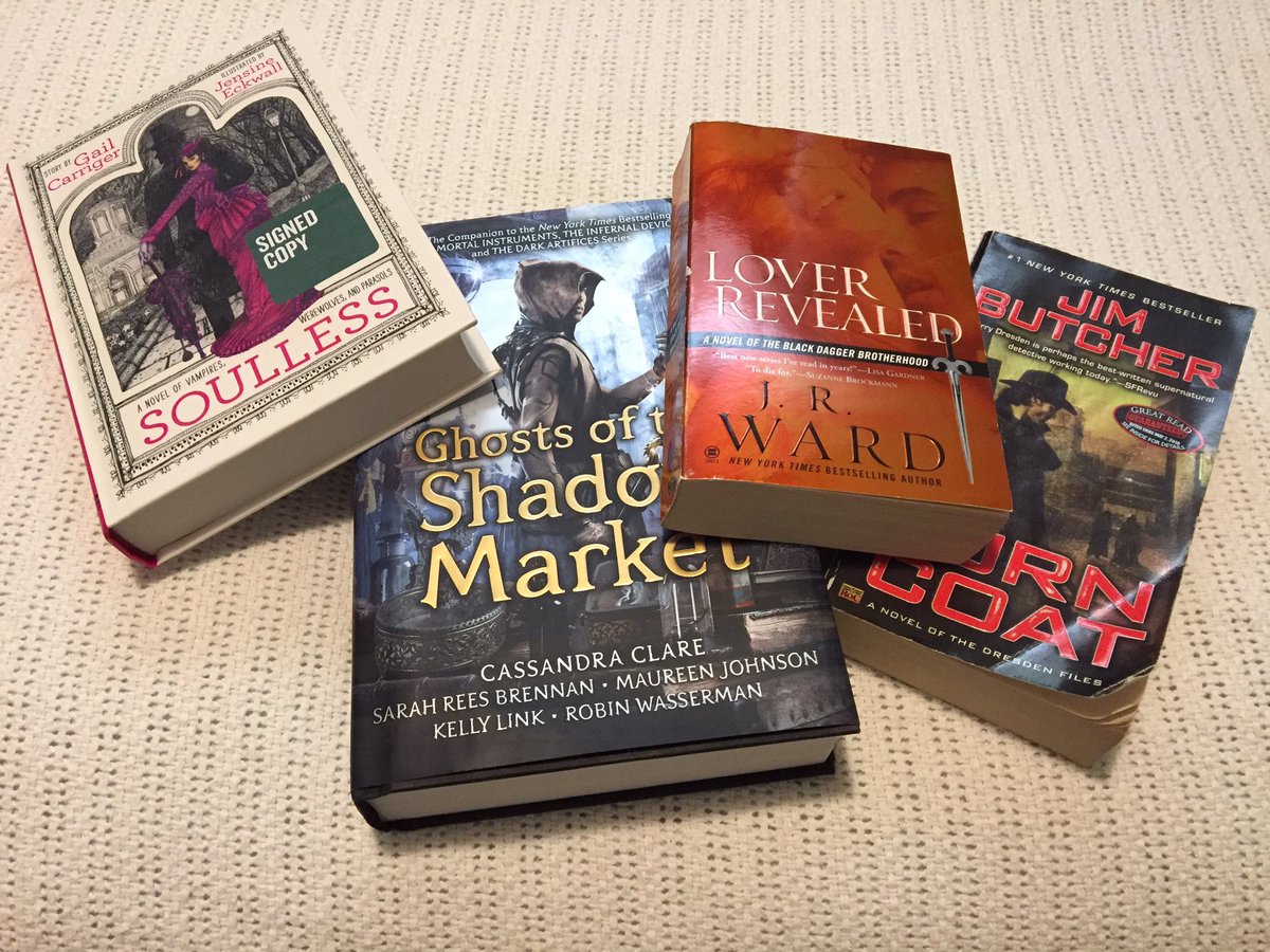 CCMedic521's tweet photo. Happy National Book Lovers Day! Thanks for many hours of enjoyment from some of my favorite authors @gailcarriger @longshotauthor @cassieclare @JRWard1 https://t.co/Y94bffuiEi