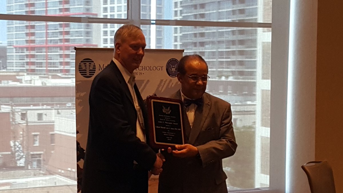 easphd's tweet photo. Larry James receives one of three @APADiv19 2019 John C. Flanagan Awards for lifetime achievement in military psychology at #APA2019 @div19students https://t.co/dHPVL3tXnH