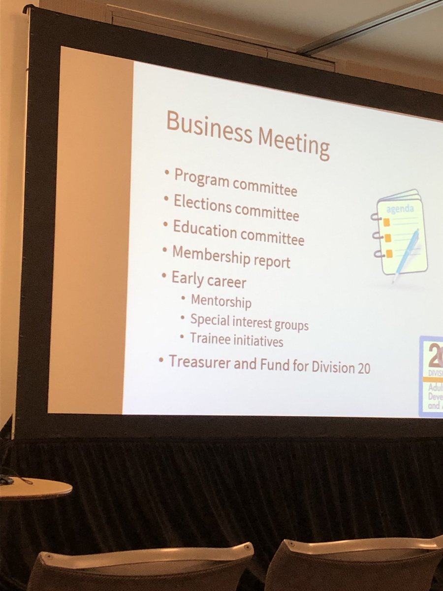apadiv20's tweet photo. #APA2019 Division 20 Business Meeting is in Session.  
Where: Daniel Burnham Room A &amp; B https://t.co/PLl1FW4khY