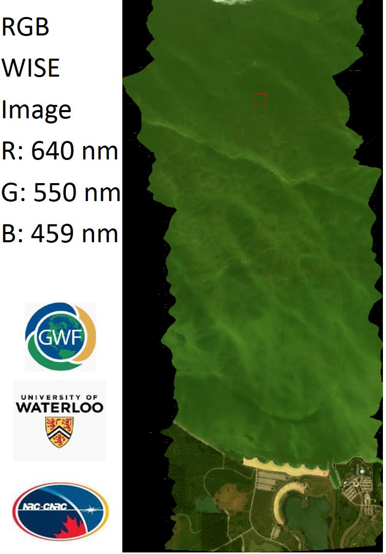 KianaZol's tweet photo. Here is a map of the flight line planning along with the locations of the water sampling stations, a view of the shoreline near Maumee Bay State Park from @NRC_CNRC aircraft window, and an RGB WISE image of the same area. https://t.co/EpUbBv7Xd1
