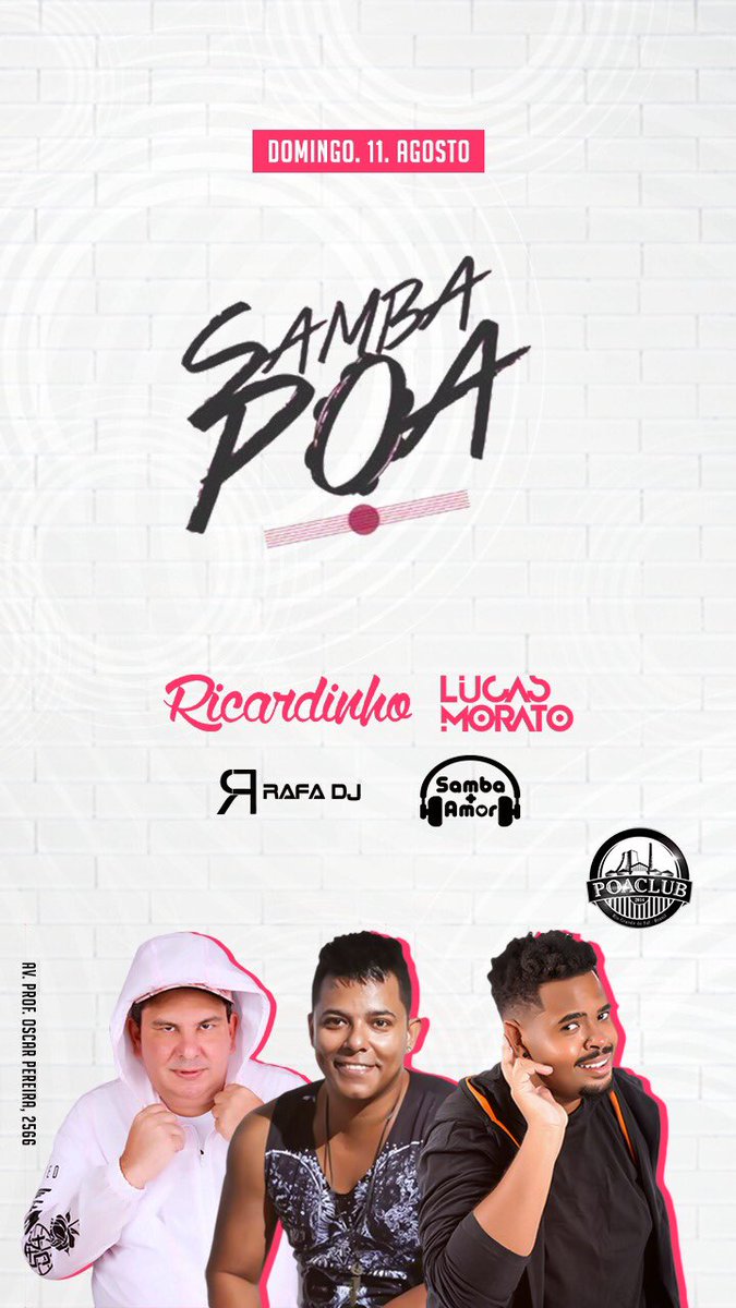 Rafadjoficial's tweet photo. Domingo tem #SambaPoa com SHOW NACIONAL EM DOSE DUPLA #LucasMorato e #Ricardinho e mais @Rafadjoficial #SambamaisAmor 🕺🏻💃🏻🍻 https://t.co/LSNB6QmLry