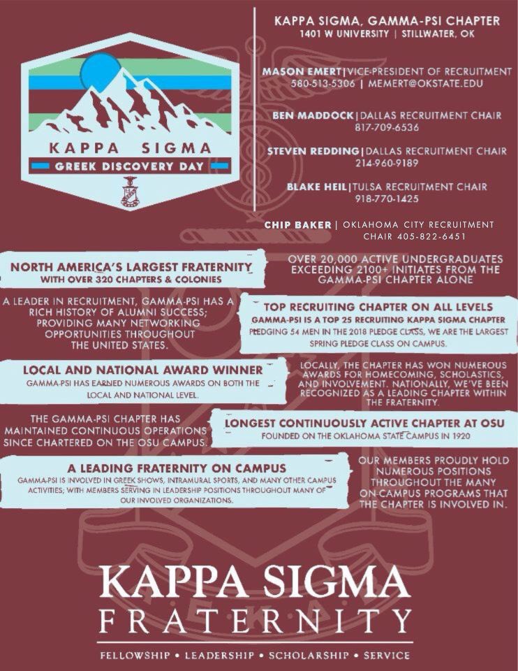 Interested in rushing this fall? Recruitment is still underway! Please contact one of our Recruitment Chairmen for more information!