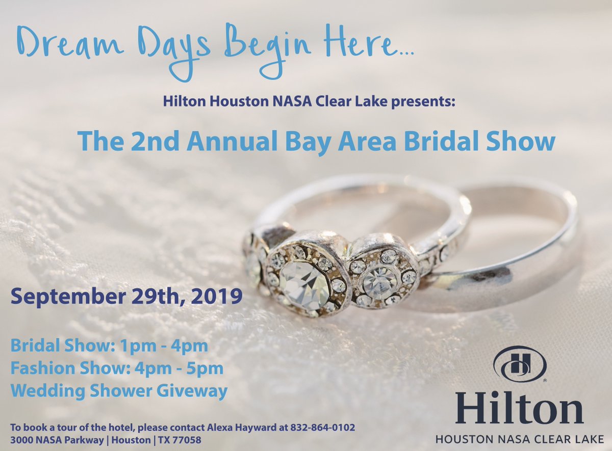 HiltonNASACL's tweet photo. Planning your big day? Don't miss out on the second annual Bay Area Bridal Show, your one-stop shop for wedding planning, on Sunday, Sept 29th! Can't wait to see you there! Get your tickets here: https://t.co/p6HSEgX6qZ https://t.co/trhfnrLfDa