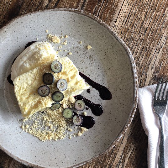 Lemon Semifreddo with blueberries and citrus crunch on @sumtripottery !! New on our dessert menu !! #TeamLT #sweets #sogood