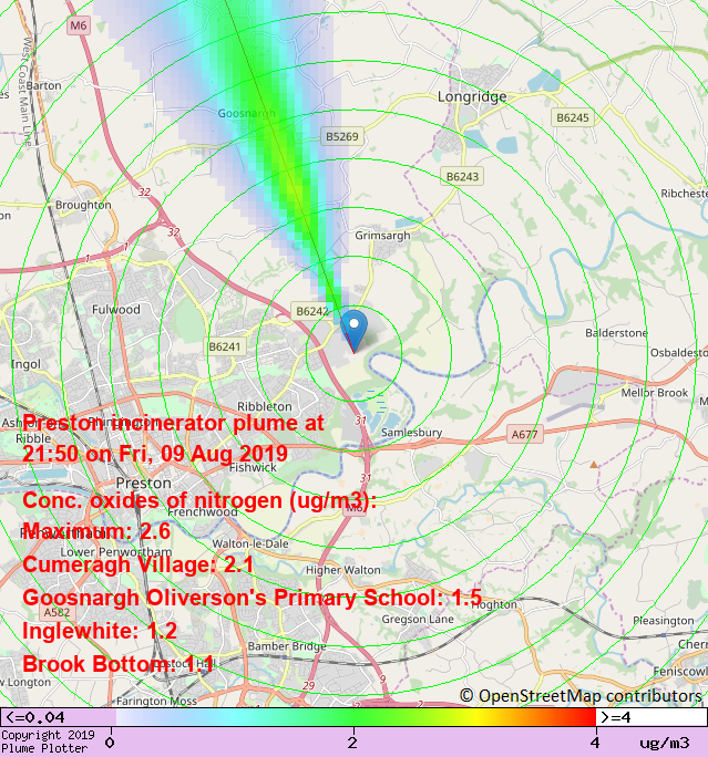 plumeplotter's tweet photo. Latest Preston incinerator plume plot, 21:50 09/08/19 #CumeraghVillage #Inglewhite #BrookBottom https://t.co/6gcIkcTQuj https://t.co/27v8Dw2KTk