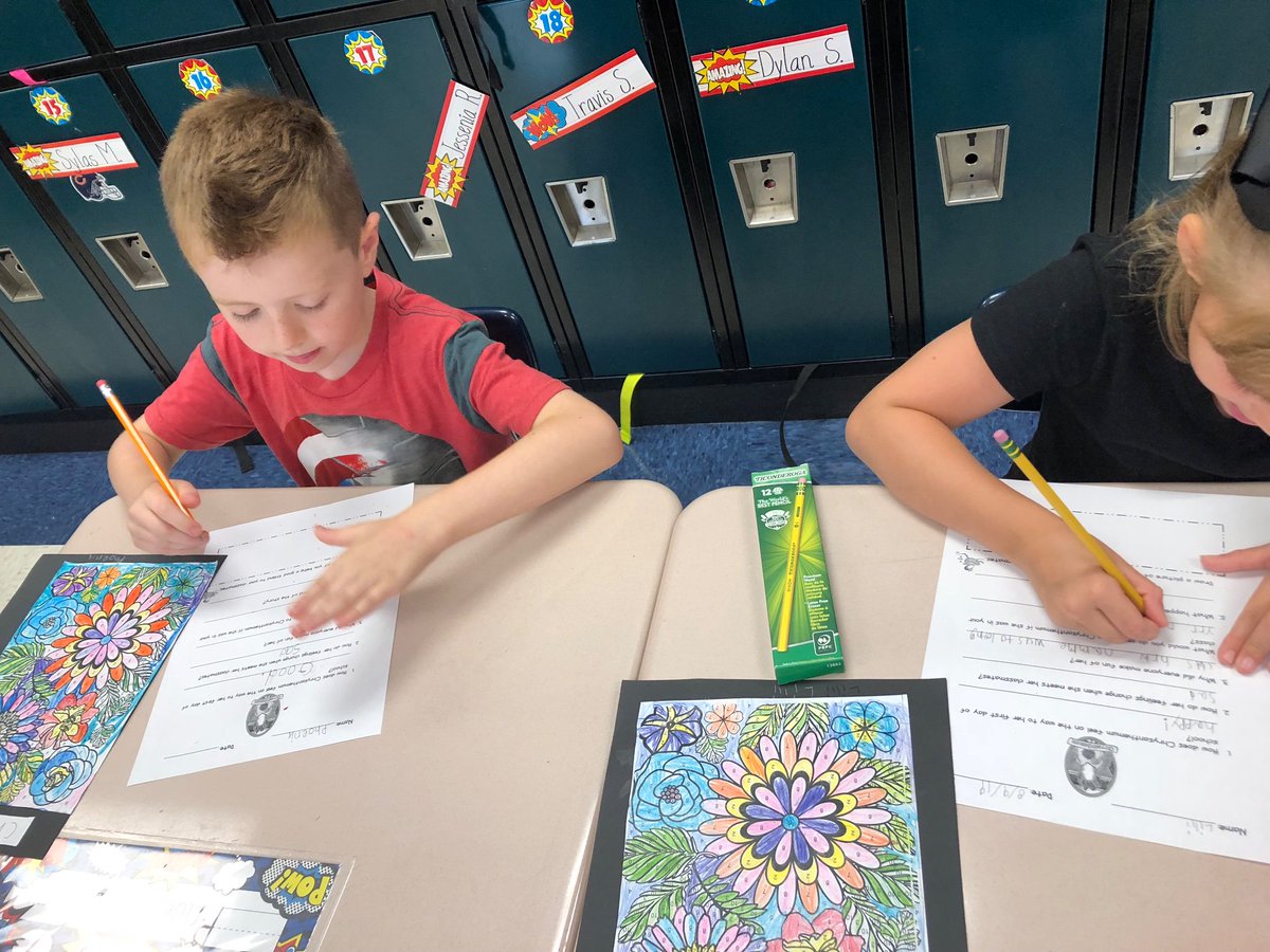 UpchurchLearne1's tweet photo. These hardworking Learners completed a Chrysanthemum Book Study Today: Reading, Writing, Math, Science, Art...For Social Studies, they learned chants about continents/directions. #Busy Day! https://t.co/8tBmR5fEON