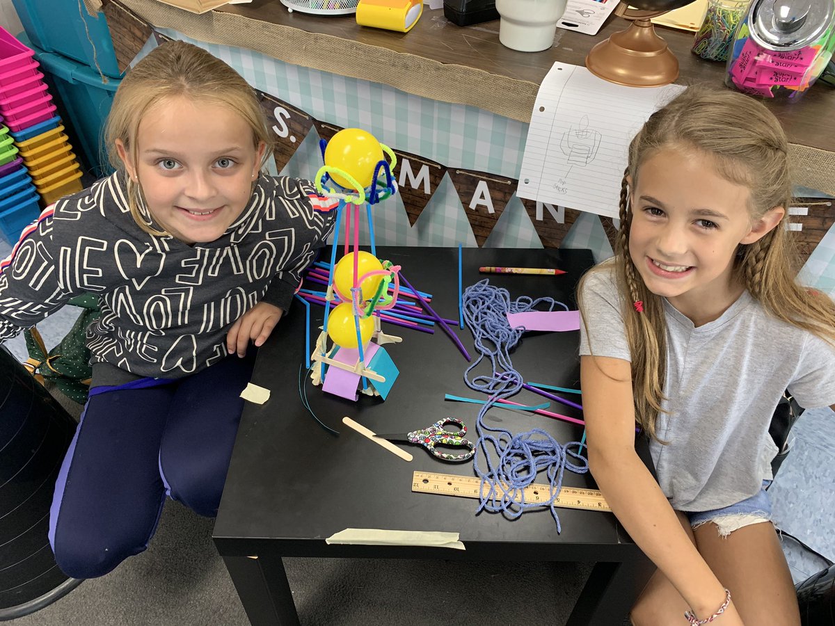 apmanoff's tweet photo. The first STEAM challenge of the year! I kept it simple with the items I had on hand and we had a blast! #fifthgrade #stem #steam #engineeringintheclassroom @EminenceSchools https://t.co/RyNdyGgPrQ