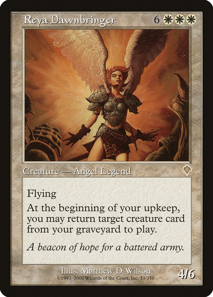 RandoCommander's tweet photo. Rando Commander of the Day:

Reya Dawnbringer
Rating: 5/5

Rando's Notes: She's hard to cast, but she's worth it. Getting a dude back on each of your turns can be the kind of incremental advantage that runs away with a game.

#EDH #MTGCommander #RCotD #OneEightSevenCreatures https://t.co/IBPZ3MbVPy