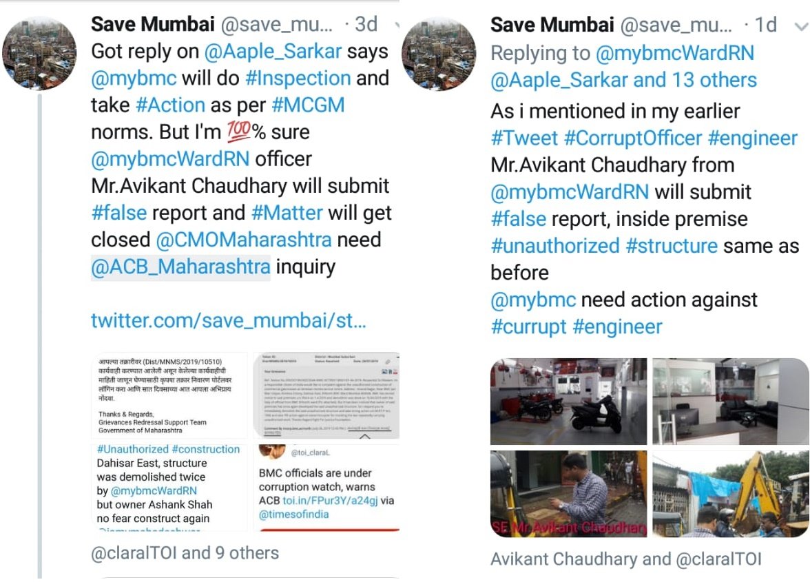 save_mumbai's tweet photo. @AUThackeray @ivmahadeshwar @ShivSena @mybmc @meudaysamant @ShivsenaComms @AmeyGhole @DurgeSainath @AUThackeray sir #corruption going openly in @mybmcWardRN ward officer and B.F department officer submits #false demolition report give #false reply to #public and #authority. Please take #Action and save the image of @mybmc 

https://t.co/axWAxpQb6E https://t.co/7nXZ6oQnQb