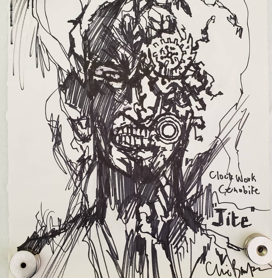 Chillerautographs On Twitter Ink Drawing By The Amazing Clive Barker Of Jite The Clockwork Cenobite Clivebarker Art Chillerautographs Cenobite Jjte Hellraiser Hellbound Heart Horror Artwork Pinhead Movies Books Instahorror Horrorclub