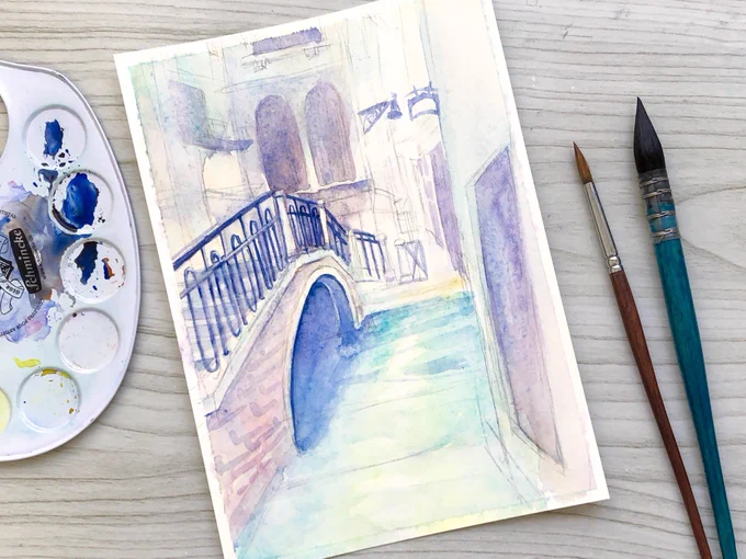 描いてみたくて仕方なかったんです#ヴェネツィア #watercolors 