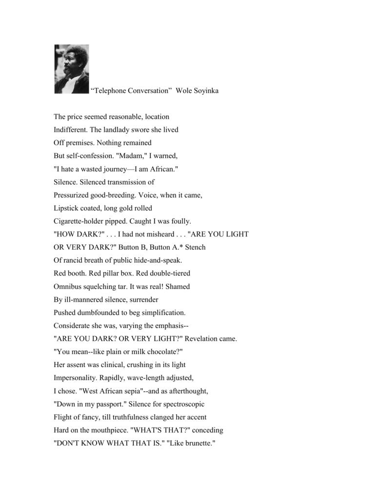 WisdomPersonif2's tweet photo. @OfficialBax Telephone Conversation by Wole Soyinka https://t.co/ExJLAW2Ctb