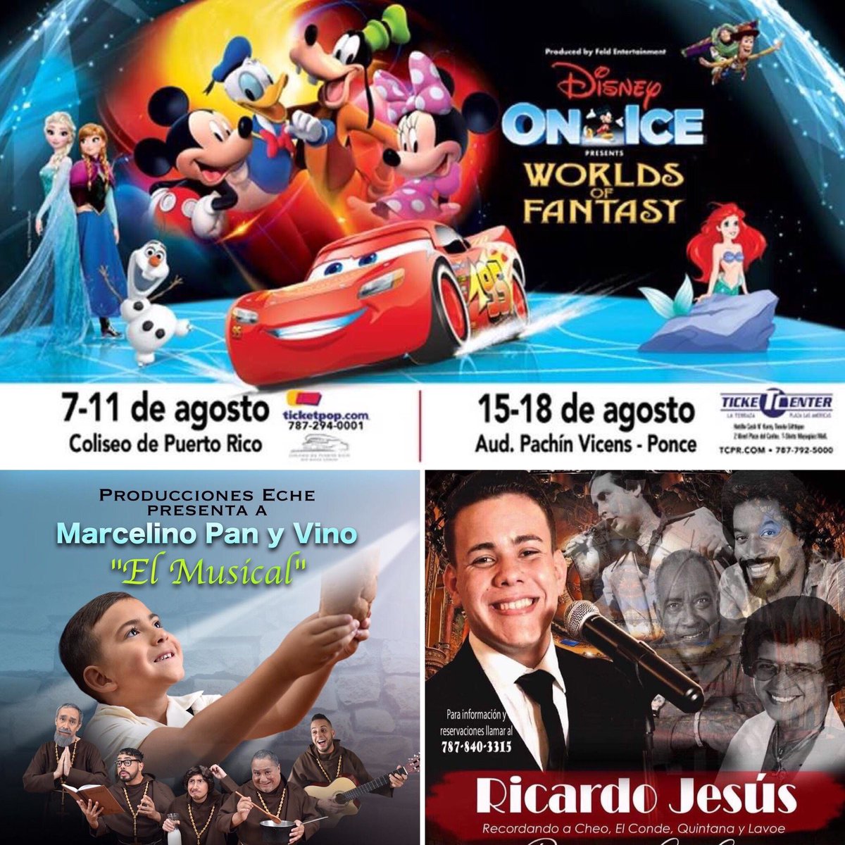 desdelescenario's tweet photo. MAÑANA sábado en Desde el Escenario llega la voz juvenil de Ricardo Jesus; conversamos con  Luis Anibal y Jovany Barrera sobre Marcelino Pan y Vino "El Musical" y Marlene Toussaint nos brinda detalles de Disney on Ice “World of Fantasy”. De 1pm a 2pm por @pab550 y Facebook Live. https://t.co/v9Vwvmo5hG