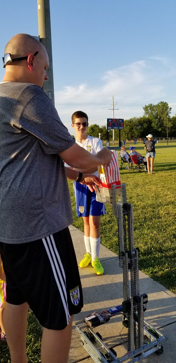 GCHS soccer meets Vex Robotics.  Popcorn delivering robot. #vexrobotics #gcsoccer