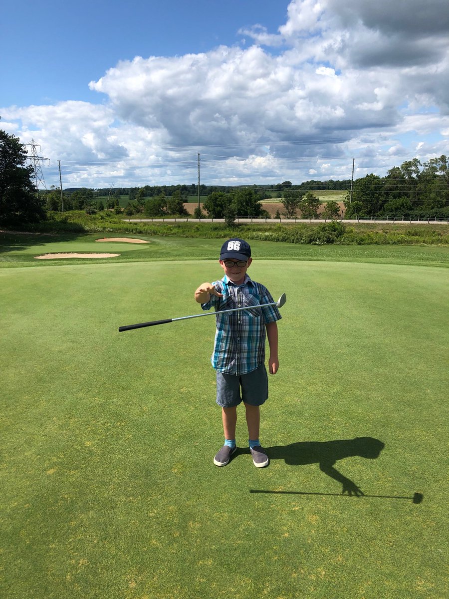cpgajeff's tweet photo. 7 yr old Mack - who has been “practicing golf for almost 7 yrs” rolled in back to back 10 footers on the golf course at Jr Camp at #NorthridgeMunicipal today - after the second putt dropped on the 4th hole he performed the #PutterDrop instead of the #MicDrop - kids are the best https://t.co/OtnKAl57qR