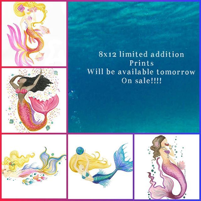 MermaidKariel's tweet photo. Exciting i will have limited prints available tomorrow in the treasure chest sale. Prints will be half off tomorrow only at forty dollars each. They are printed on 8x10 premium thick textured water color paper. They come signed and numbered in a plastic … https://t.co/i9X9JZFVws https://t.co/XNVO8FJjZh