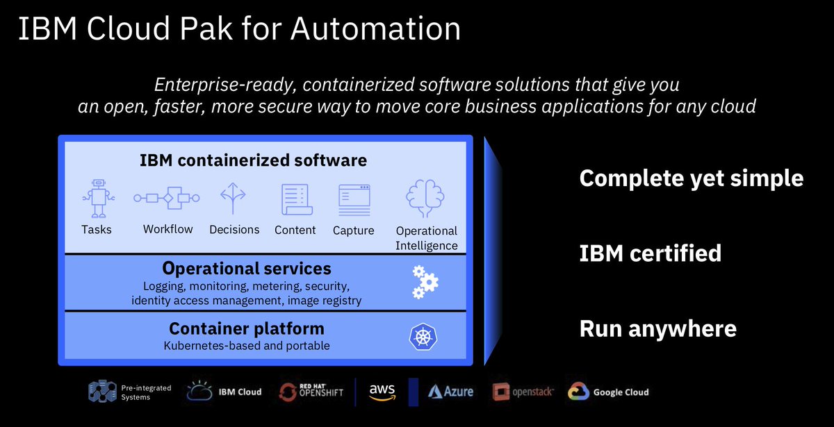 thaliahooker's tweet photo. Love #IBM #Automation products and have a preferred #cloud? #IBM #CloudPak for #Automation has you covered.
Learn about the #CloudPak in the August #ninja #webinars #decisions #workflow #modeling #contentAnalyzer #tasks #automation https://t.co/o1ud1V2YrC
