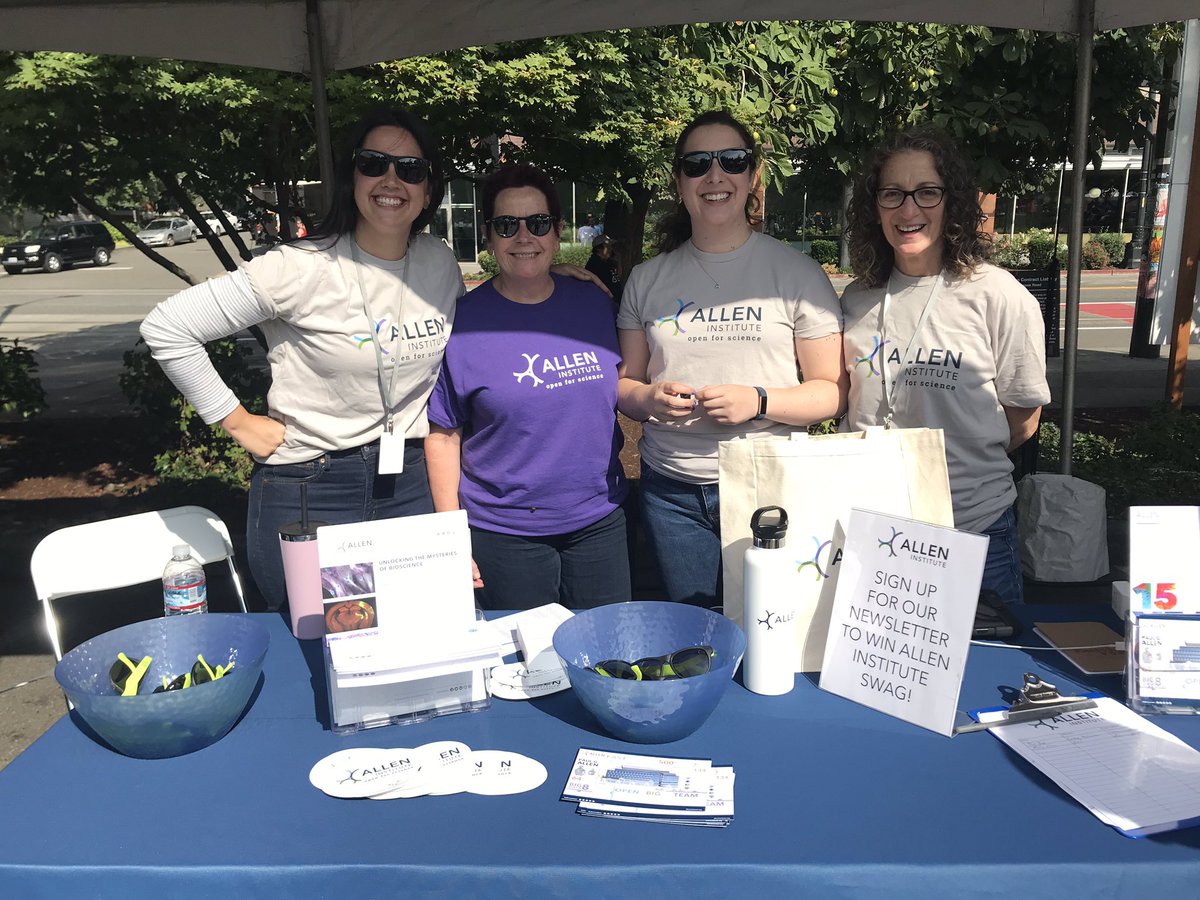 AllenInstitute's tweet photo. It’s a beautiful summer Friday in #Seattle to enjoy the #SouthLakeUnion Block Party! Come find our booth to learn about our work and enjoy the #SLUBP festivities 🥳 https://t.co/hnXVAEDv7i