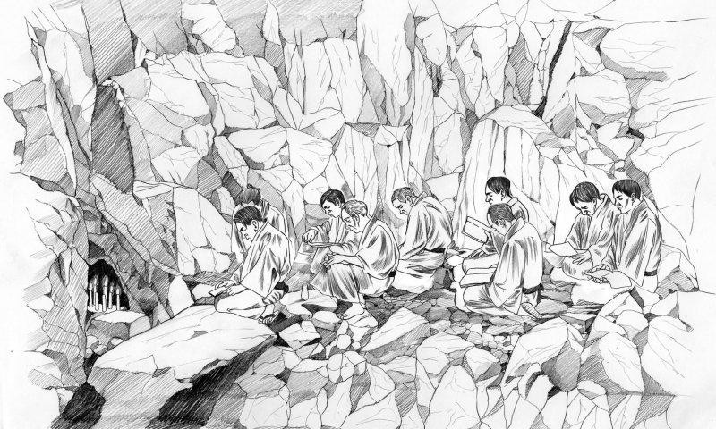 Despite their great suffering and the lack of priests to say MassThe underground Church of Nagasaki was a place where Christians kept their faith from generation to generationAnywhere they could, they prayedtogether9/16