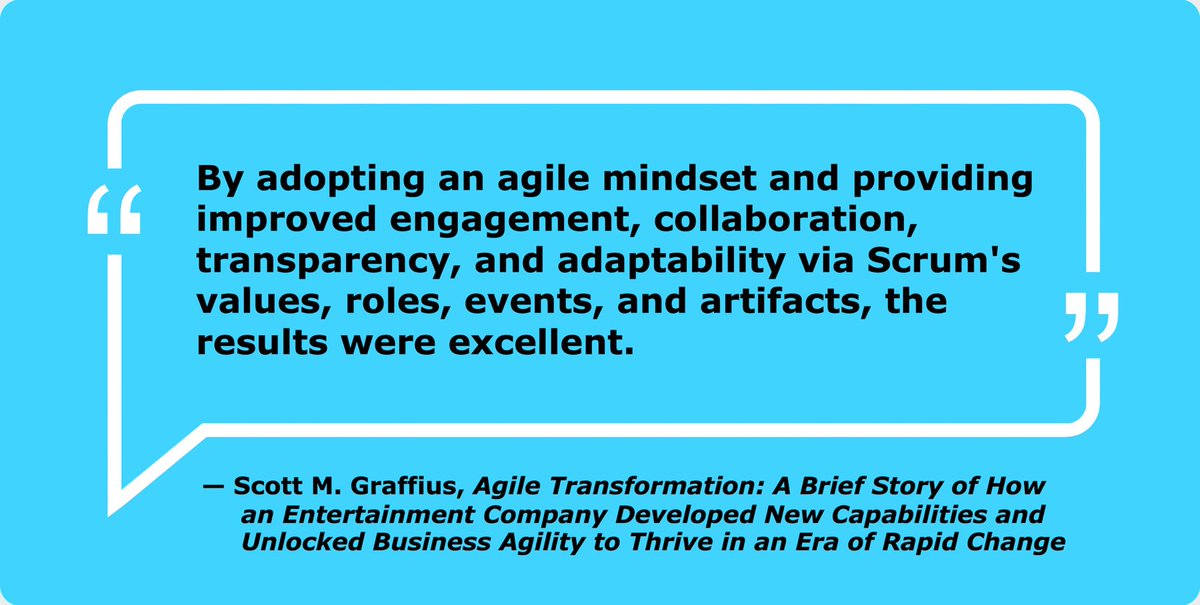 AgileTransform's tweet photo. “By adopting an agile mindset and providing improved engagement, collaboration, transparency, and adaptability via Scrum's values, roles, events, and artifacts, the results were excellent.”
— Scott M. Graffius, #Agile #Transformation
#quote #pmQuote #ProjectManagementQuote
. https://t.co/NqEDZonQQS